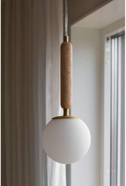 Globen Lighting Torrano viseća lampa Ø 15 cm travertin, prigušiva, Bež, Dnevni boravak/blagovaonica, Staklo, Metak