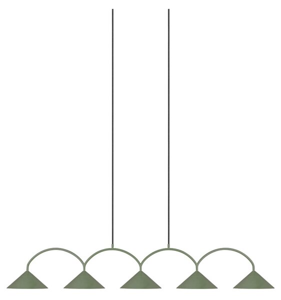 Globen Lighting viseća lampa CURVE 5, zelena, 5 žarulja, 165 cm, prigušiva, Zelena, Dnevni boravak/blagovaonica, Metal
