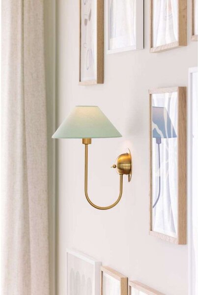 Globen Lighting IRIS zidna lampa, zelena, visina 32 cm, Zelena, Dnevni boravak/blagovaonica, Tkanina / tekstil, Zidna utičnica iznad