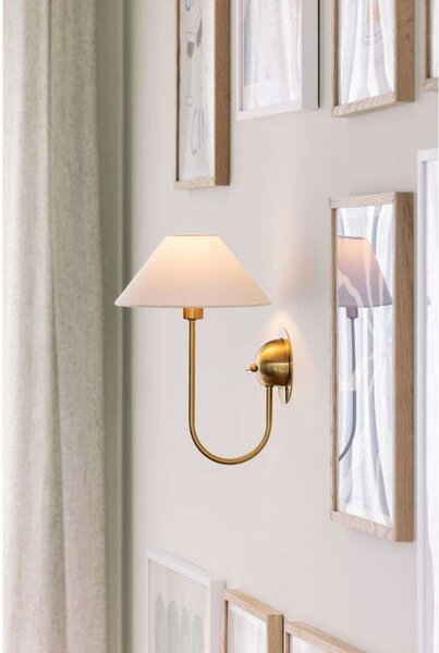 Globen Lighting Zidna lampa IRIS, krem, visina 32 cm, Bež, Dnevni boravak/blagovaonica, Tkanina / tekstil, Zidna utičnica iznad