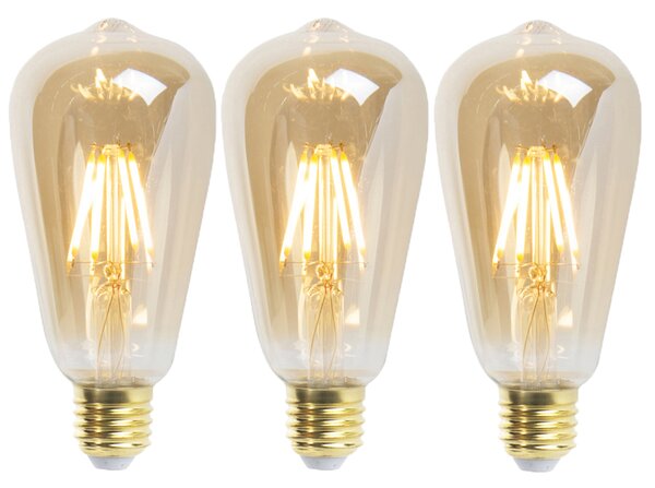 Set od 3 E27 prigušivih LED žarulja ST64 Goldline 5W 380lm 2200K