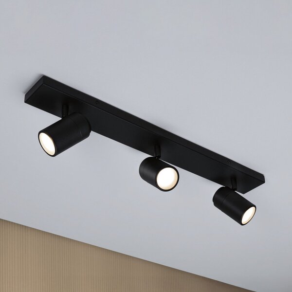 Paulmann Zyli stropni reflektor, crni, duljine 60 cm, 2 žarulje, IP44, prigušiva, Crno, kupaonica, Metal, Strop s više plamena