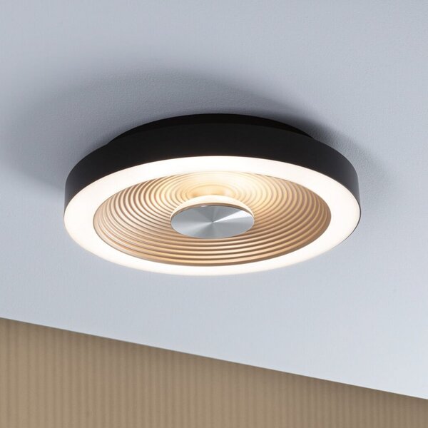 Paulmann LED stropna svjetiljka Volea crno/zlatna Ø 32 cm IP44 dim, prigušiva, Crno, kupaonica, Plastika