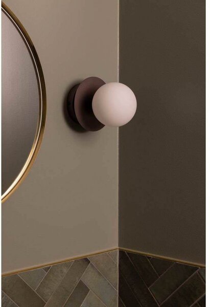 Globen Lighting ART DECO zidna svjetiljka, brončana/bijela Ø 16 cm IP44, prigušiva, Bronca / stari mesing, Dnevni boravak/blagovaonica, Metal, Metak