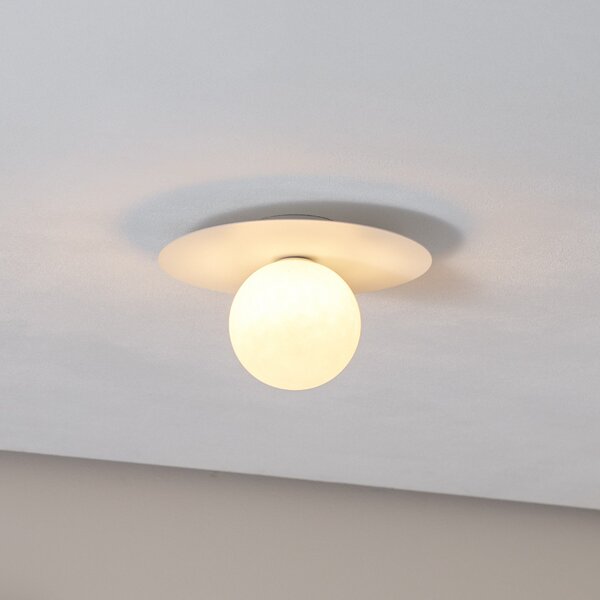 TK Lighting Stropna svjetiljka Pixie, bijela, staklo, Ø 25 cm, kugla, G9, prigušiva, Bijela, Dnevni boravak/blagovaonica, Metal