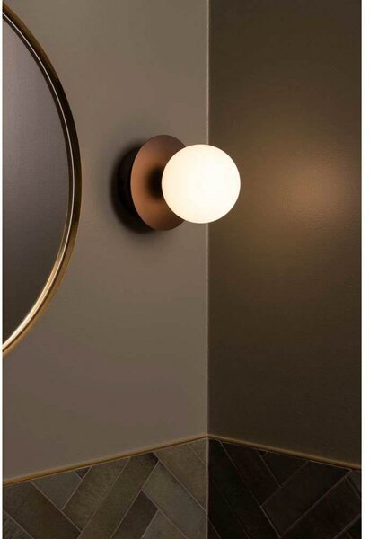 Globen Lighting ART DECO zidna svjetiljka, brončana/bijela Ø 16 cm IP44, prigušiva, Bronca / stari mesing, Dnevni boravak/blagovaonica, Metal, Metak