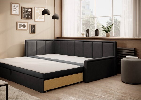 Tamno siva sklopiva/s prostorom za odlaganje sofa od šenila 214 cm Fulgeo – ELTAP