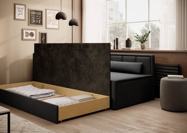 Tamno siva sklopiva/s prostorom za odlaganje sofa od šenila 214 cm Fulgeo – ELTAP