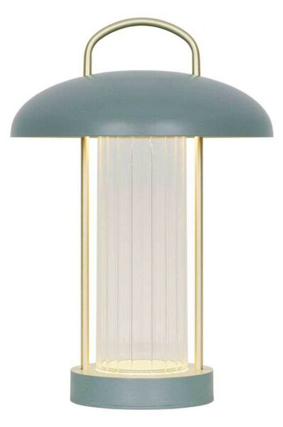 Nordlux Mirano LED stolna lampa na baterije, visina 29 cm, prašnjavo zelena, metalna, prigušiva, Zelena, Dnevni boravak/blagovaonica, Metal, fenjer