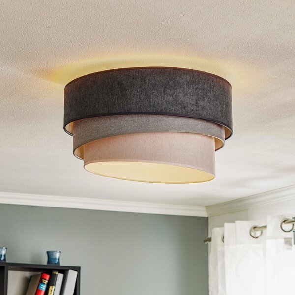 Duolla Stropna lampa Pastel Trio Ø 45cm u 3 nijanse sive, prigušiva, Sivo, Dnevni boravak/blagovaonica, Tkanina / tekstil