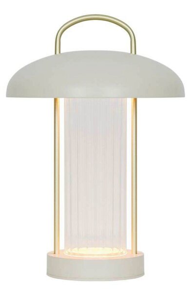 Nordlux Mirano LED stolna lampa na baterije, bež, visina 29 cm, metalna, prigušiva, Bež, Dnevni boravak/blagovaonica, Metal, fenjer