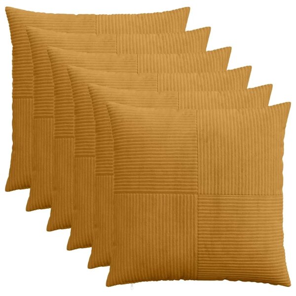 Presvlaka za jastuk 6 pcs ALMELO Žuta 55 x 55 cm Kord - Žuta 55 x 55 cm 6
