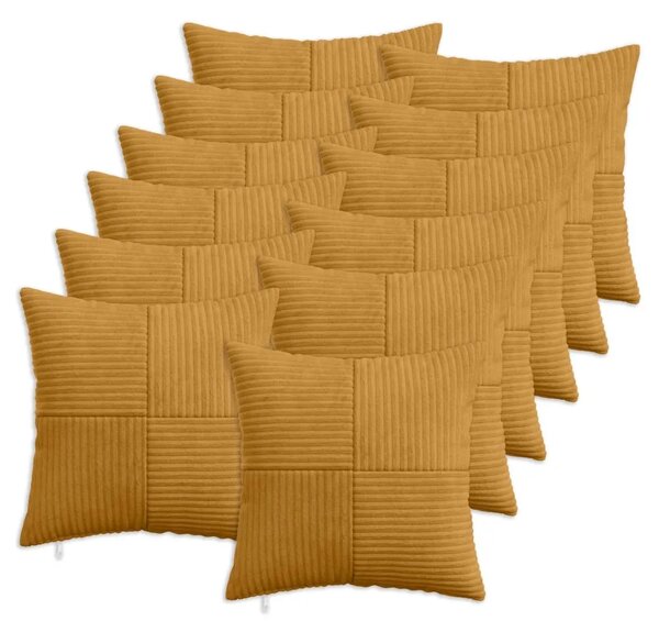 Presvlaka za jastuk 12 pcs ALMELO Žuta 40 x 40 cm Kord - Žuta 40 x 40 cm 12