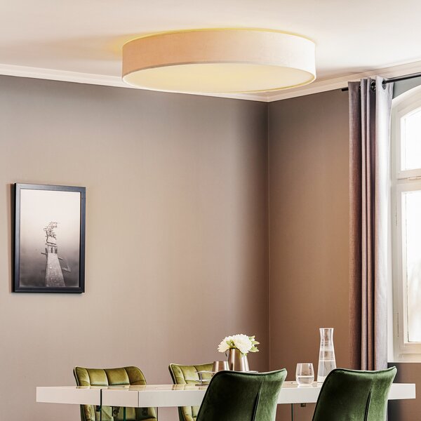 Nowodvorski Lighting Plafon Laguna, krem, Ø 100 cm, prigušiva, Bež, Dnevni boravak/blagovaonica, Tkanina / tekstil