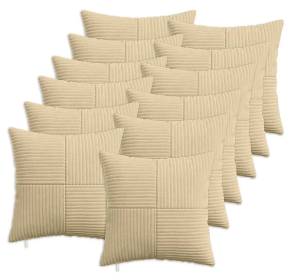Presvlaka za jastuk 12 pcs ALMELO Siva zelena 40 x 40 cm Kord - Svijetlo zelena siva 40 x 40 cm 12