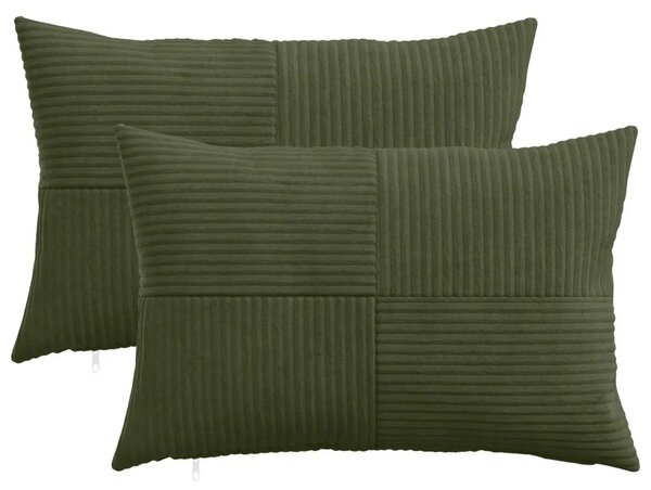 Presvlaka za jastuk 2 pcs ALMELO Zelena 40 x 60 cm Kord - Zelena 40 x 60 cm 2