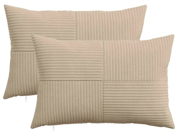 Presvlaka za jastuk 2 pcs ALMELO Sivosmeđa 30 x 50 cm Kord - Sivosmeđa 30 x 50 cm 2