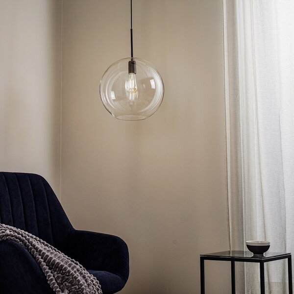 Nowodvorski Lighting Viseća svjetiljka Sphere XL sa staklenim sjenilom, prigušiva, Crno, Dnevni boravak/blagovaonica, Metal
