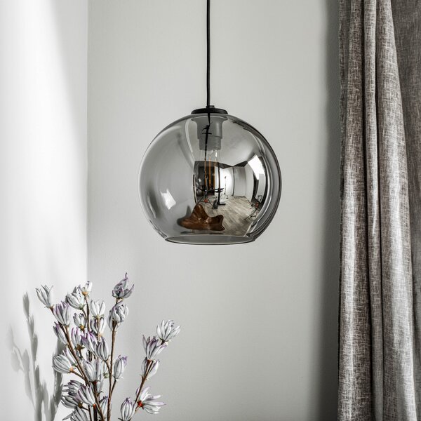 Nowodvorski Lighting Viseća svjetiljka Polaris, zrcalno staklo, dimljena, prigušiva, Sivo, Dnevni boravak/blagovaonica, Metal