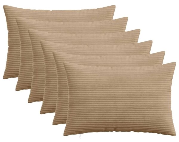 Presvlaka za jastuk 6 pcs HEERLEN Smeđa 40 x 60 cm Kord - Smeđa 40 x 60 cm 6