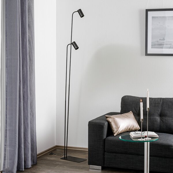 Nowodvorski Lighting Podna lampa Mono II, dvije žarulje, crna, Crno, Dnevni boravak/blagovaonica, Metal