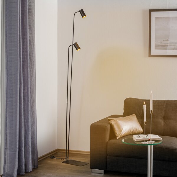 Nowodvorski Lighting Podna lampa Mono II, dvije žarulje, crna, Crno, Dnevni boravak/blagovaonica, Metal