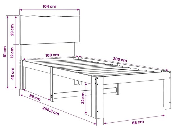 Krevet s uzglavljem ROSTOCK Prirodna 100 x 200 cm - Prirodna 100 x 200 cm