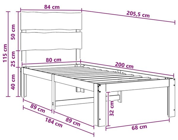 Krevet s uzglavljem ROSTOCK Bijela 80 x 200 cm - Bijela 80 x 200 cm