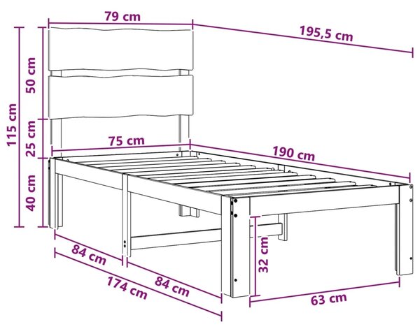 Krevet s uzglavljem ROSTOCK Bijela 75 x 190 cm - Bijela 75 x 190 cm