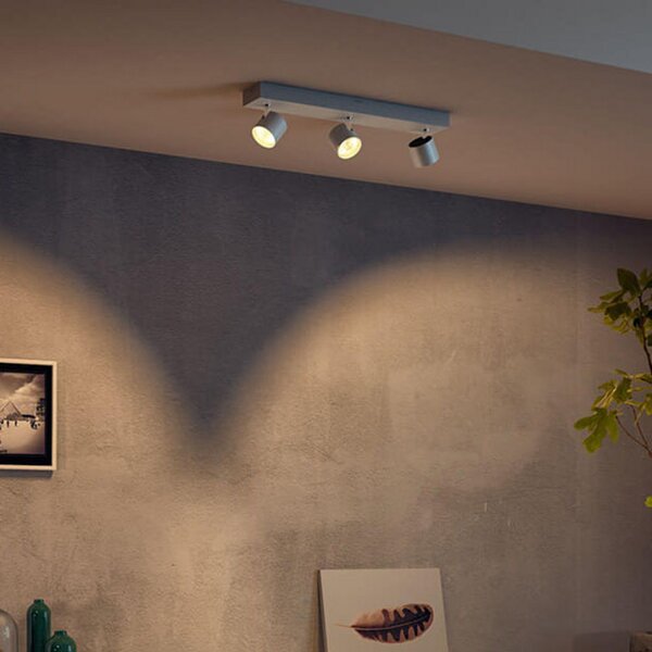 Philips Star LED reflektor bijeli s 3 žarulje. WarmGlow, prigušiva, Bijela, Dnevni boravak/blagovaonica, Metal