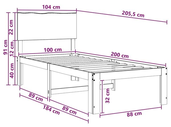Krevet s uzglavljem ROSTOCK Bijela 100 x 200 cm - Bijela 100 x 200 cm