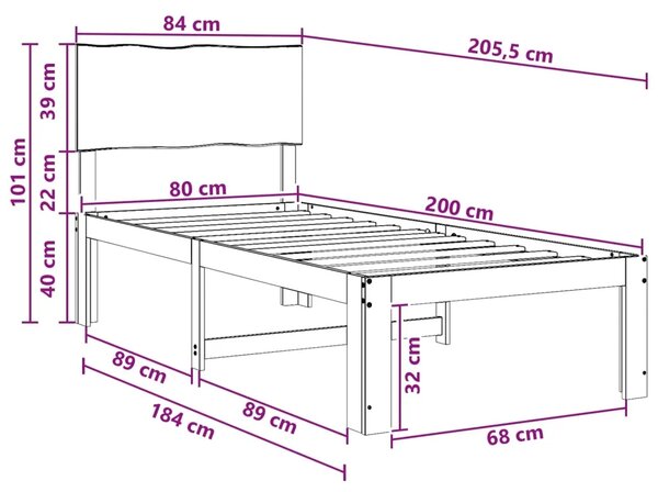 Krevet s uzglavljem ROSTOCK Bijela 80 x 200 cm - Bijela 80 x 200 cm