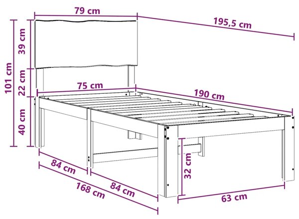 Krevet s uzglavljem ROSTOCK Bijela 75 x 190 cm - Bijela 75 x 190 cm