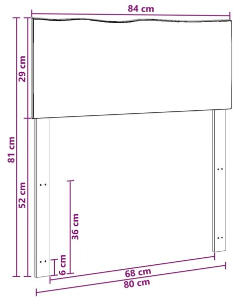 Uzglavlje s prirodnim rubom ROSTOCK Prirodna 80 cm - Prirodna 80 cm