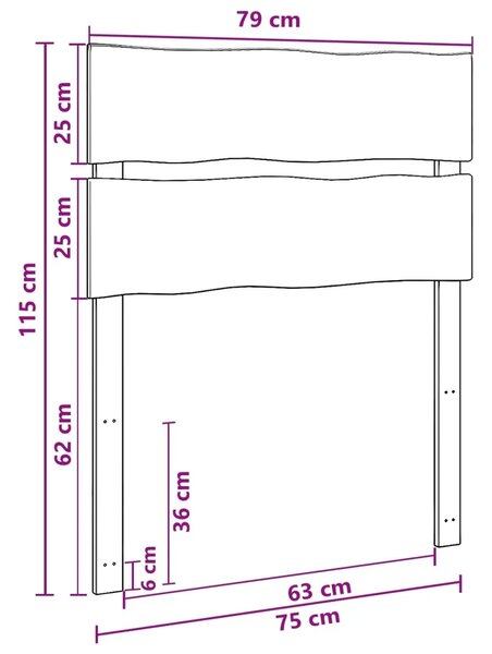 Uzglavlje s prirodnim rubom ROSTOCK Prirodna 75 cm - Prirodna 75 cm