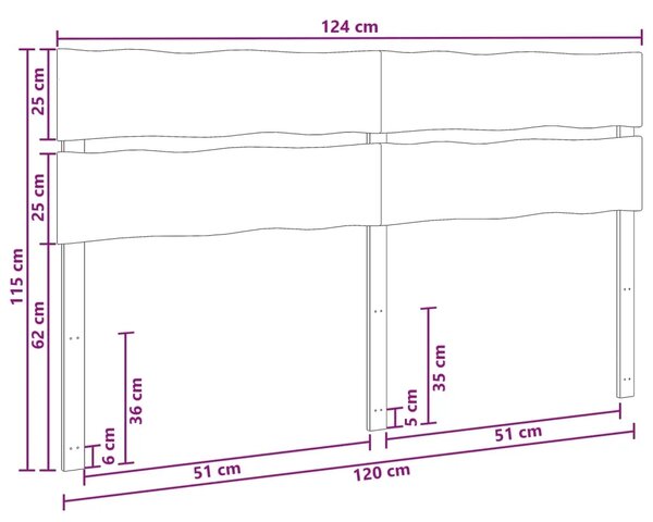 Uzglavlje s prirodnim rubom ROSTOCK Tamno smeđa 120 cm - Tamno smeđa 120 cm
