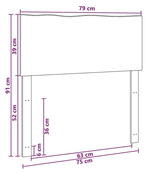 Uzglavlje s prirodnim rubom ROSTOCK Tamno smeđa 75 cm - Tamno smeđa 75 cm