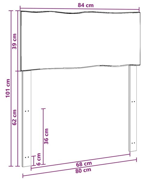 Uzglavlje s prirodnim rubom ROSTOCK Tamno smeđa 80 cm - Tamno smeđa 80 cm