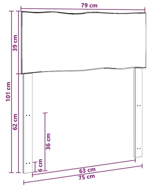 Uzglavlje s prirodnim rubom ROSTOCK Prirodna 75 cm - Prirodna 75 cm