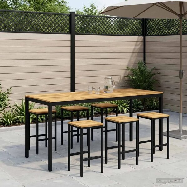 Stol za bar u vrtu NAARDEN Bijela i crna 196 x 80 5 x 105 cm - Bijela i crna 196 x 80 5 x 105 cm