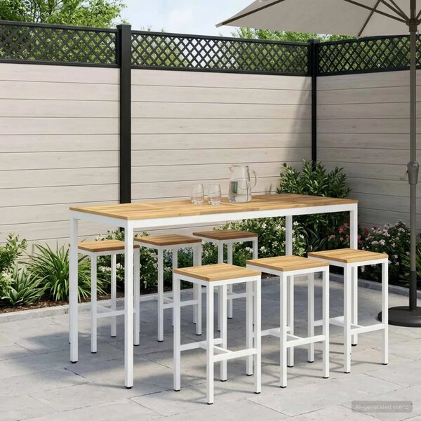 Stol za bar u vrtu NAARDEN Bijela 196 x 80 5 x 105 cm - Bijela 196 x 80 5 x 105 cm