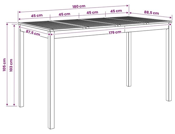 Stol za bar u vrtu Prirodna 180 x 88 5 x 105 cm - Prirodna 180 x 88 5 x 105 cm