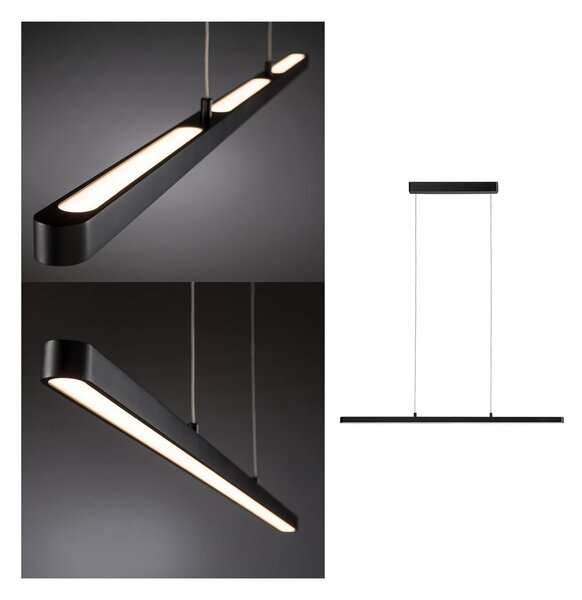 Paulmann Lento LED viseća svjetiljka, crna, 100 cm, usmjeriva svjetla, prigušiva, Crno, Dnevni boravak/blagovaonica, Metal