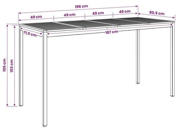 Stol za bar u vrtu NAARDEN Bijela 196 x 80 5 x 105 cm - Bijela 196 x 80 5 x 105 cm