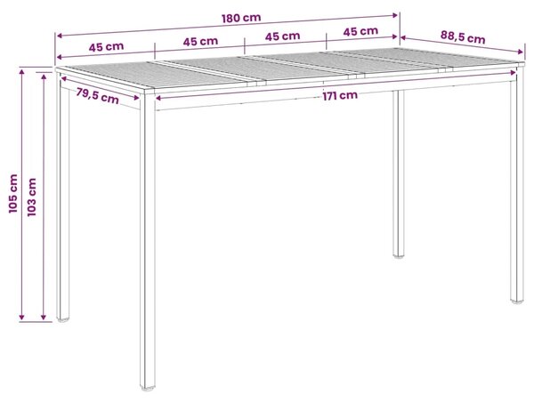 Stol za bar u vrtu NAARDEN Prirodna i crna 180 x 88 5 x 105 cm - Prirodna i crna 180 x 88 5 x 105 cm
