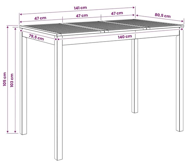 Stol za bar u vrtu Prirodna 141 x 80 5 x 105 cm - Prirodna 141 x 80 5 x 105 cm