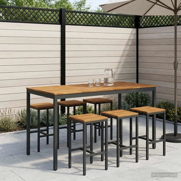 Stol za bar u vrtu NAARDEN Prirodna i crna 180 x 88 5 x 105 cm - Prirodna i crna 180 x 88 5 x 105 cm