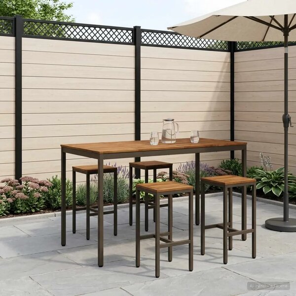 Stol za bar u vrtu NAARDEN Prirodna i kava 180 x 88 5 x 105 cm - Prirodno kava 180 x 88 5 x 105 cm
