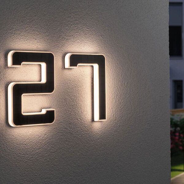 Paulmann LED solarni kućni broj 5, Crno, Plastika