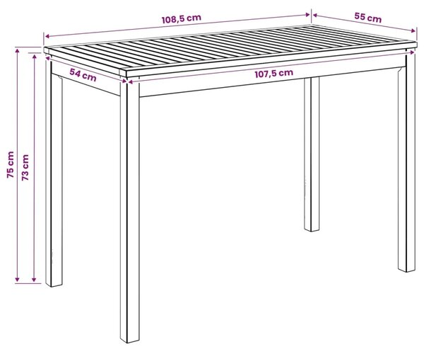 Stol za večeru u vrtu Prirodna 108 5 x 55 x 75 cm - Prirodna 108 5 x 55 x 75 cm